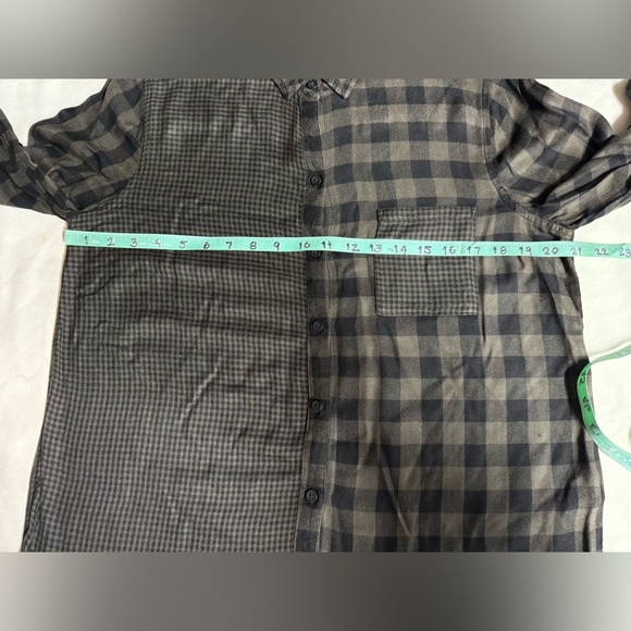 BEACHLUNCHLOUNGE Black and brown Checkered button down Shirt size L - Picture 8 of 11